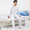 Verpleegpyjama met tussenbeen rits lange mouwen en beenen   Wit