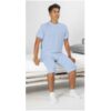 Verpleegpyjama met tussenbeen rits korte mouwen en beenen   Blauw