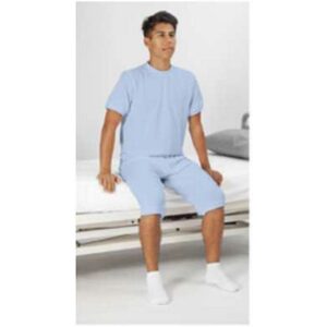 Verpleegpyjama met tussenbeen rits korte mouwen en beenen   Blauw