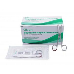 Steriele set met medische schaar scherpstompe punt   13 cm