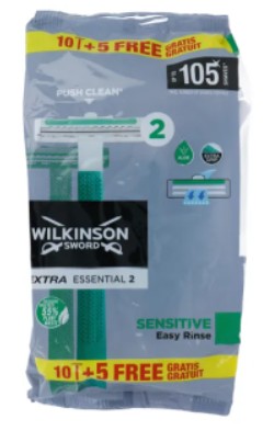 Wilkinson Sword Extra Essential 2 Sensitive – Pakket met 15 wegwerpscheermesjes