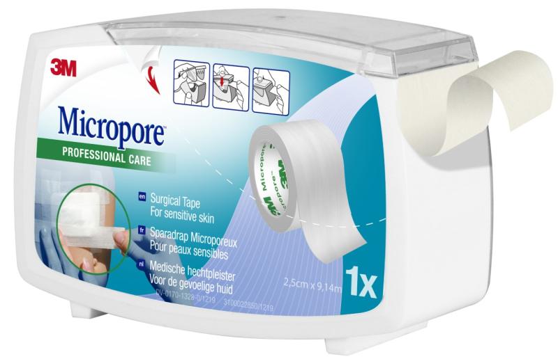 Micropore-hechtpleister op rol - 25 mm x 9 14 m