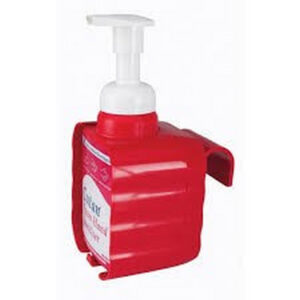 Plastic wand- en bedhouder rood voor 400 ml flacon van SCJ
