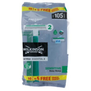 Wilkinson Sword Extra Essential 2 Sensitive – Pakket met 15 wegwerpscheermesjes