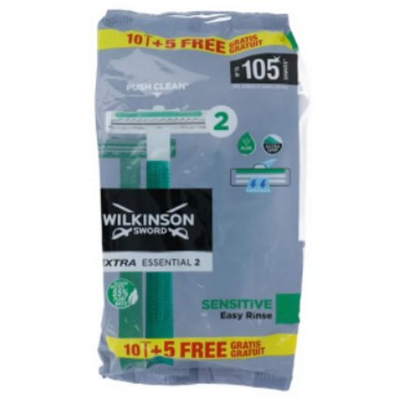 Wilkinson Sword Extra Essential 2 Sensitive – Pakket met 15 wegwerpscheermesjes