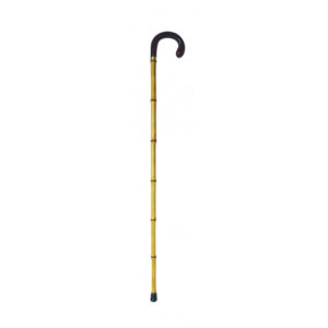 96 wandelstok in echt bamboe hoogte 94 cm met gebogen handvat