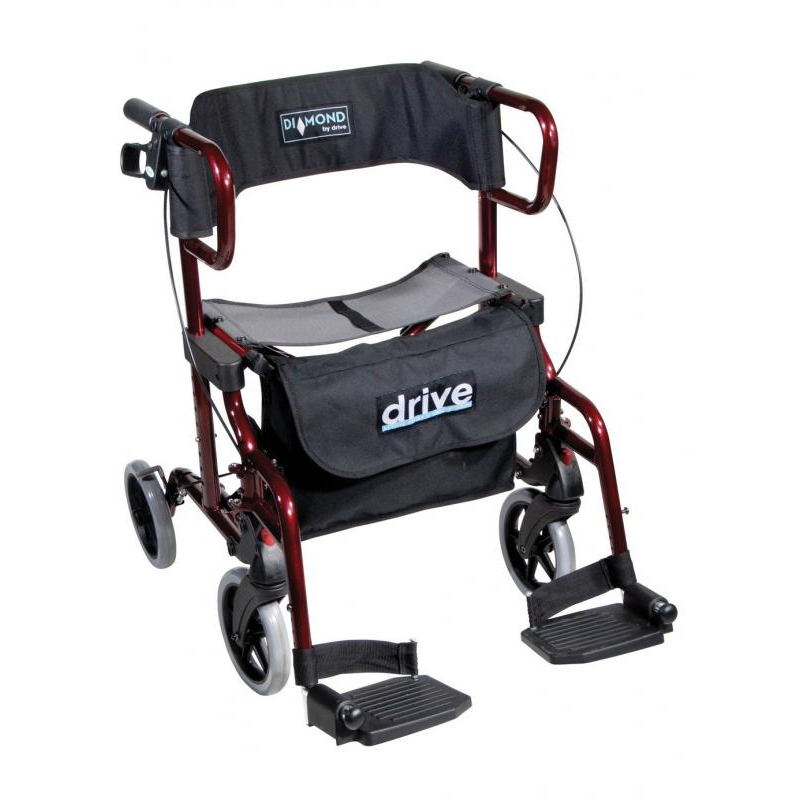 Rollator/ rolstoel plooibaar rood Diamond Deluxe