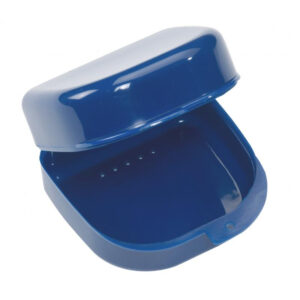 Blauw potje voor kunstgebit|Blauw