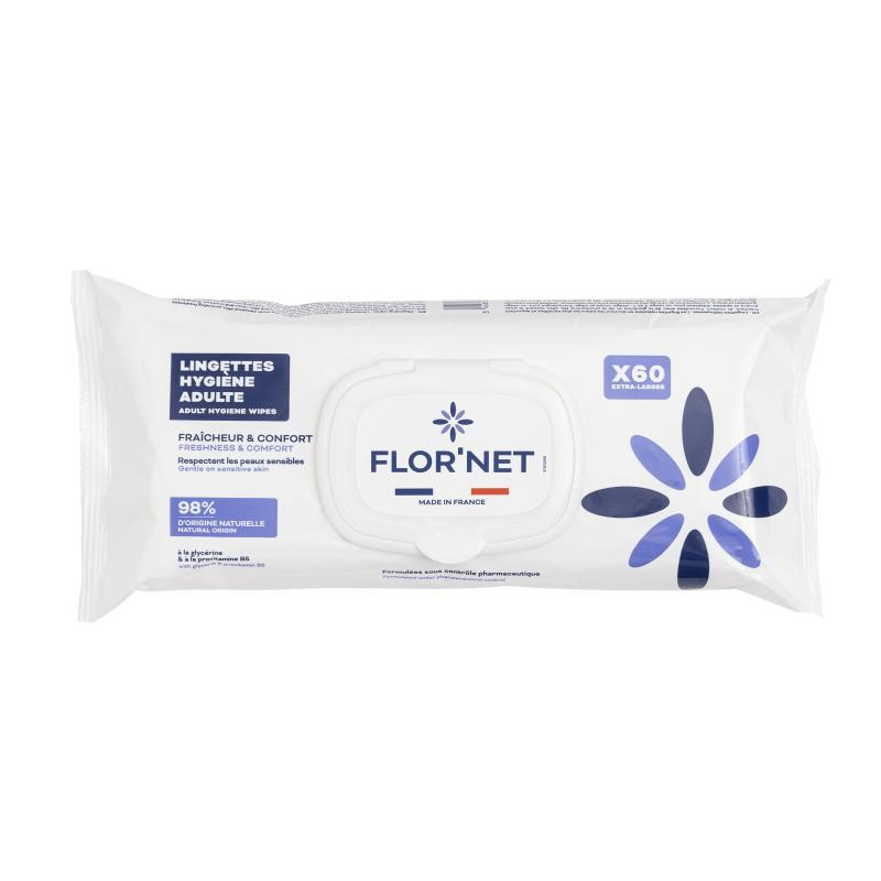 Hygiënische doekjes voor volwassenen FLOR NET 98% natuurlijke oorsprong