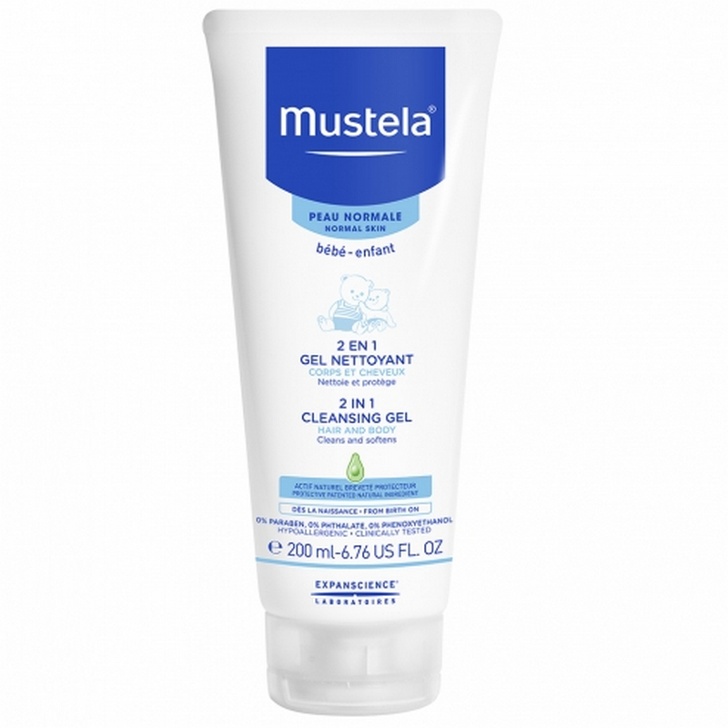 Tube van 200 ml Mustela 2 in 1 Baby wasgel?