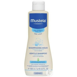 Flacon van 500 ml met doseerdop Mustela Baby zachte shampoo.